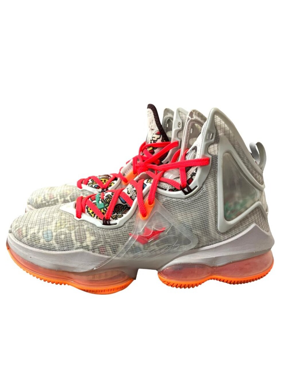 Men's Nike LeBron 19 "Fast Food" Grey Fog & Total Orange Colorway Size 9.5